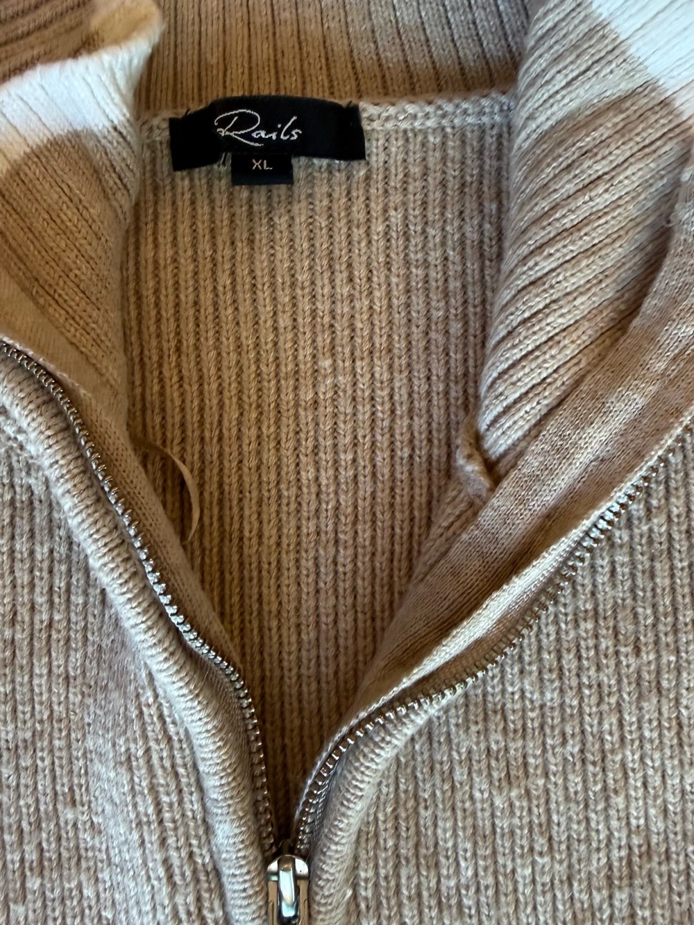 Rails Beige Ribbed Half-Zip Sweater - Picture 2 of 3